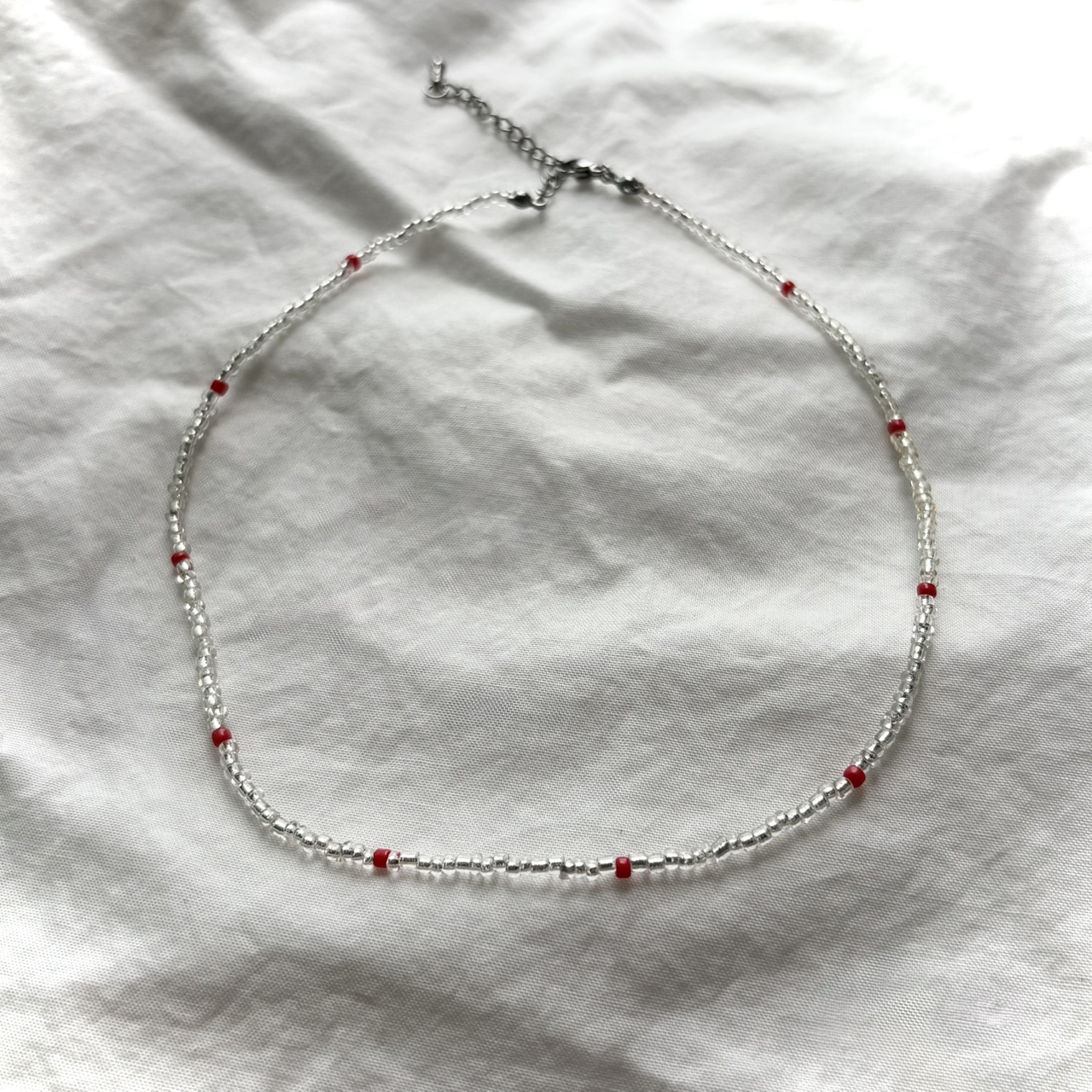 실버 레드포인트 비즈목걸이 Silver & Red Point Beaded Necklace