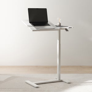 이동형 사이드테이블 유압식 거실 침대 책상 소파 간이테이블 각도 높이조절 CS-1 화이트