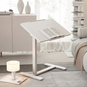 이동형 사이드테이블 유압식 거실 침대 책상 소파 간이테이블 각도 높이조절 CS-3 화이트