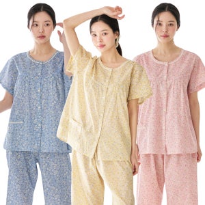 5410 면 인견 여성 6부 상하세트 국산 라운드 반팔 잠옷세트