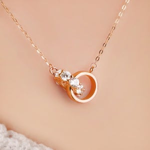 14K 18K 목걸이 여성 로즈골드 큐빅 루첸 레이어드 더블링 여자친구 금 목걸이 선물