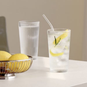 [N배송] 모노 플리츠 카페유리컵 아이스커피잔 물컵 하이볼잔 400ml 2P