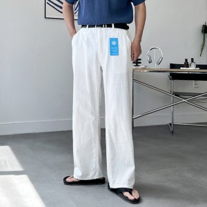 [오늘출발][S~3XL]슬랍 남자 린넨 리넨 사계절 사방스판 와이드 코튼 면 바지 팬츠