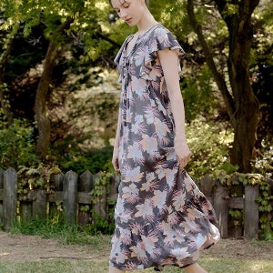 위자드 블랙퍼플 핀턱 맥시 원피스 LWMDAOP0391-BK