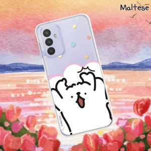 갤럭시퀀텀2 (A826) 몰티즈 케이스 투명 젤리 몰캉티즈 깜짝몰티즈