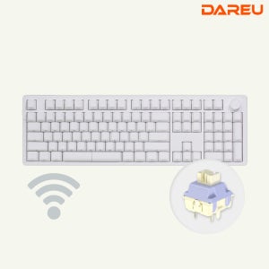 다얼유 EK106 PRO 유무선 기계식 키보드 화이트 측각, 저소음 마쉬멜로축