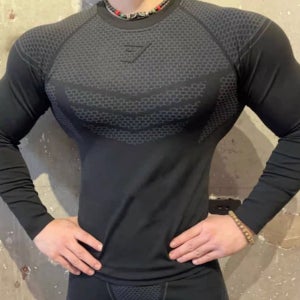 짐샤크 GYM SHARK 로고 컴프레션 긴팔 티셔츠 기능성 긴팔티 2컬러 GYMSHARK