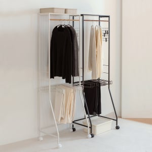올인원 이동식 행거 2단 철제 조립식 스탠드 옷걸이 바지걸이 행거