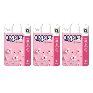 삼정펄프 리빙데코 화장지 향긋한 벚꽃향 3겹 30m 30롤 3팩