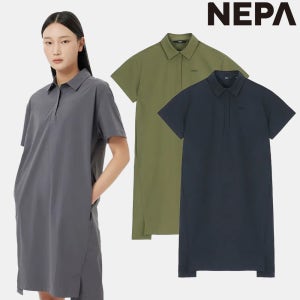 네파 여름원피스 단색 카라 냉감 스판 냉장고 원피스