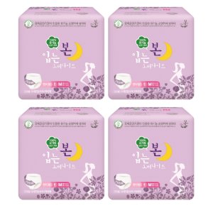 유기농본 100% 유기농 착한 생리대 안심 순면패드 입는 오버나이트 중형, 8개입, 4팩