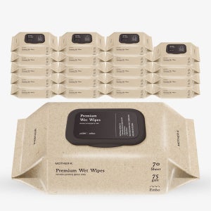 마더케이 프리미엄 아기물티슈 75gsm 엠보싱 고온스팀원단 논팝업 70매, 20개