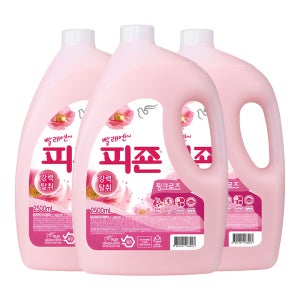 피죤 강력탈취 섬유유연제 용기 핑크로즈, 2.5L, 3개