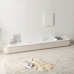 낮은 세라믹거실장 100인치 템바보드 폭넓은 TV거실장 티비다이 3200, 화이트