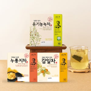 쌍계명차 김동곤 명인이 만든 40티백 3개 골라담기 누룽지차/유기농녹차/감잎차/블랙보리 외