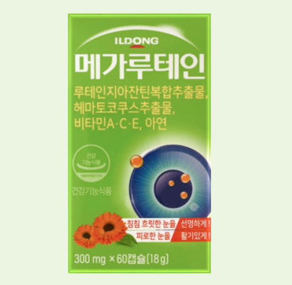 일동제약 <b>메가루테인</b> 120정 300mg x 60캡슐 x 1개입 (2개월분)