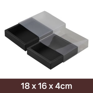 PVC 투명상자 슬라이드 블랙 9호 (18x16x4cm) 책선물 포장박스 커버형 케이스