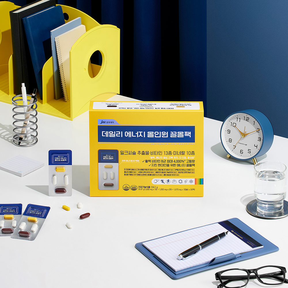 <b>JW중외제약</b> 데일리 에너지 끌올팩 <b>비타민</b>B 밀크씨슬 올인원영양제 멀티팩 30포, 1개