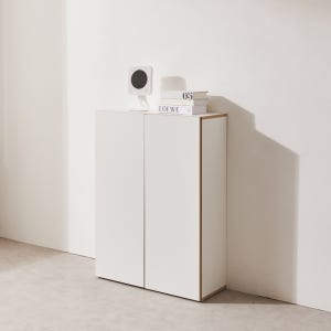 아이모던 폭좁은 틈새 거실수납장 베란다 다용도 자작에지 슬림 800, 3단, 화이트