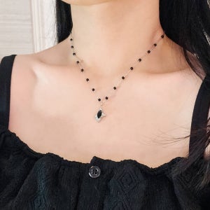 별 조각 진주 초커 화이트 블랙 큐빅 써지컬스틸 목걸이