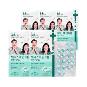 덴티스테 민트볼 입냄새 구취제거 씹는 고체가글 졸음방지 민트캔디 20캡슐 2ml, 5개
