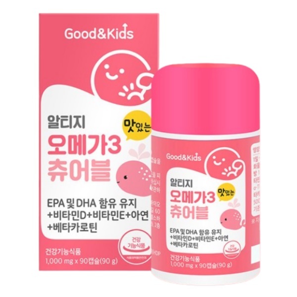 굿앤키즈 <b>알티지</b> <b>오메가3</b> 츄어블 90캡슐 혈행개선