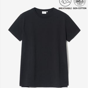 [예일] [PREMIUM COTTON] 우먼즈 기자 코튼 반팔티셔츠 블랙