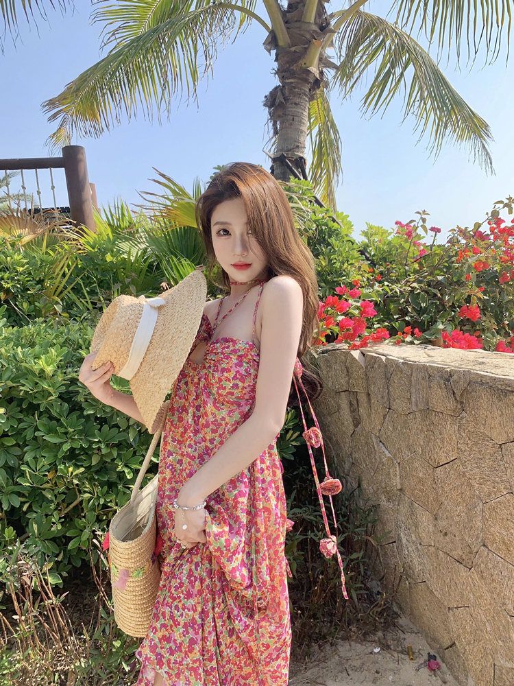 플라워 비치원피스 튜브탑 휴가지 빅사이즈 디자인굿 감성감각 트렌드아이템 감성가구 원피스