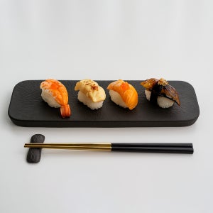 소프트스톤 파인다이닝 굽 회접시 플레이팅 그릇 1개, 직사각접시-블랙