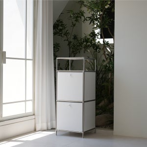 레이아웃스튜디오 레이어 미드센츄리 모듈 철제 수납장 플립도어형 400