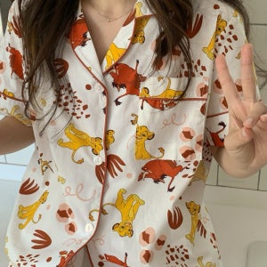 라이온킹 커플 디즈니잠옷 홈웨어 반팔 파자마세트 티몬 품바