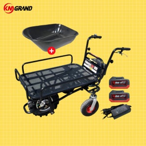 KM그랜드 충전 전동 리어카 농업용 운반차 5.0Ah 밧데리2개 세트 KMT-P180