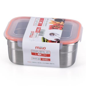 마루오 심플락 국산 스테인리스 밀폐용기 반찬통 직사각 4호 (1040ml)