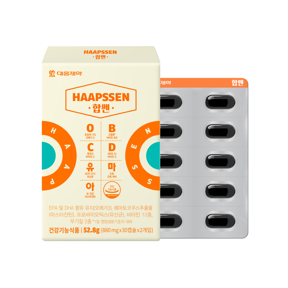 <b>대웅제약</b> 합쎈 1박스(1개월분) / 오메가3 비타민B C D 유산균 마그네슘 아스타잔틴