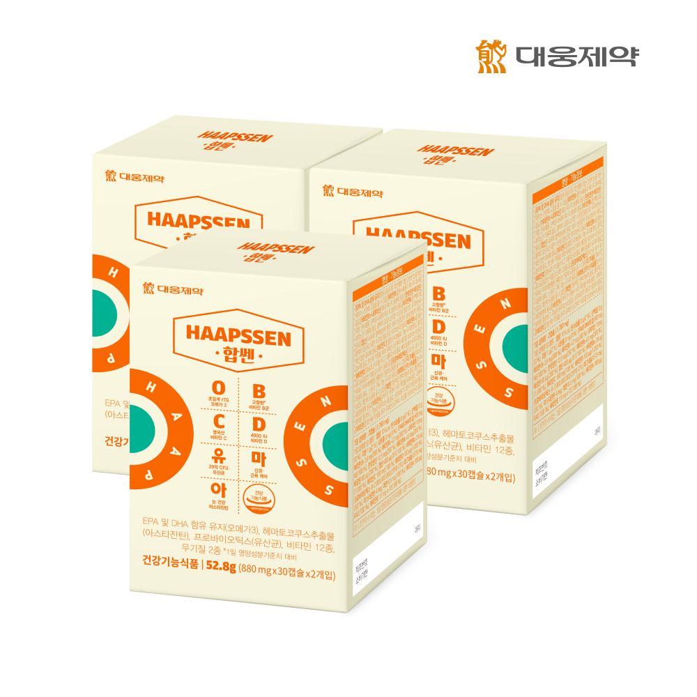 <b>대웅제약</b> 합쎈 3박스(3개월분) / 오메가3 비타민B C D 유산균 마그네슘 아스타잔틴