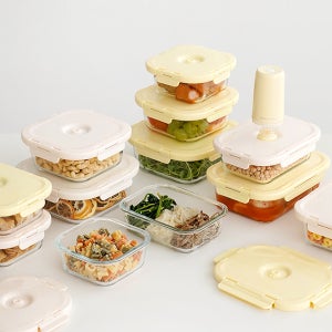 [단독] 모노테일 세보리 유리 진공 밀폐용기 냉장고정리 마스터 13종 세트