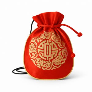 청홍 금박 복주머니 6개입 1세트 / 명절·새해·전통 선물용 복주머니 세트