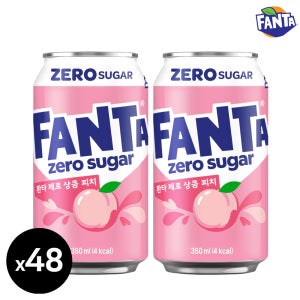 환타 제로 복숭아 350ml 48캔 탄산 뚱캔 캔음료 음료수 제로칼로리