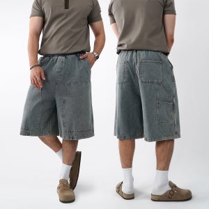 더블니 남자7부청바지 버뮤다청반바지 남자데님버뮤다팬츠