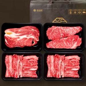 [품질보장] 1++ 투뿔 한우 선물세트 등심 구이용 모둠 마장동 소고기 설 추석 명절 선물용 프리미엄, 1kg, 1개