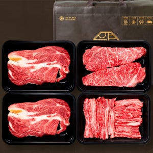 [품질보장] 1++ 투뿔 한우 선물세트 등심 구이용 모둠 마장동 소고기 설 추석 명절 선물용 프리미엄, 1.1kg, 1개