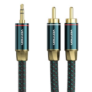 벤션 은도금코어 3.5mm 스테레오 to 2 RCA 오디오 케이블 BCS 1m, 1개