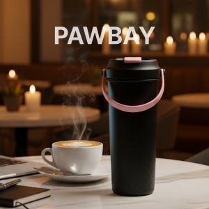 PAWBAY 벤티 사이즈 에센셜 텀블러/외출용 한손 보틀 전용 세척솔 600ml, 블랙