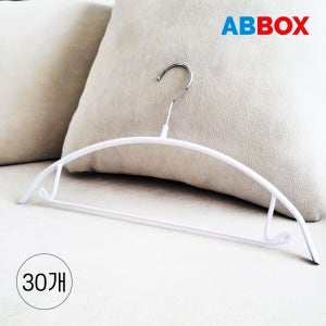 [단독] 에이비박스 디자인등록 글로시 회전형 논슬립 어깨뿔방지 라운드 옷걸이 멀티 화이트, 30개