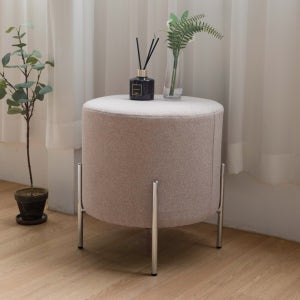 인블루 세라 패브릭 부클레 원형 화장대 의자 스툴 그레이