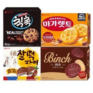 롯데 칙촉 180g+빈츠 204g+찰떡파이 350g+마가렛트 352g