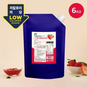 오붐 딸기 펄피잼 라이트 1kg 베이스 저당 저칼로리 잼 대용량, 6개입