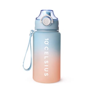 10도씨 레인보우 트라이탄 스포츠 보틀 스트랩 손잡이 물병 물통 600ml, 블루