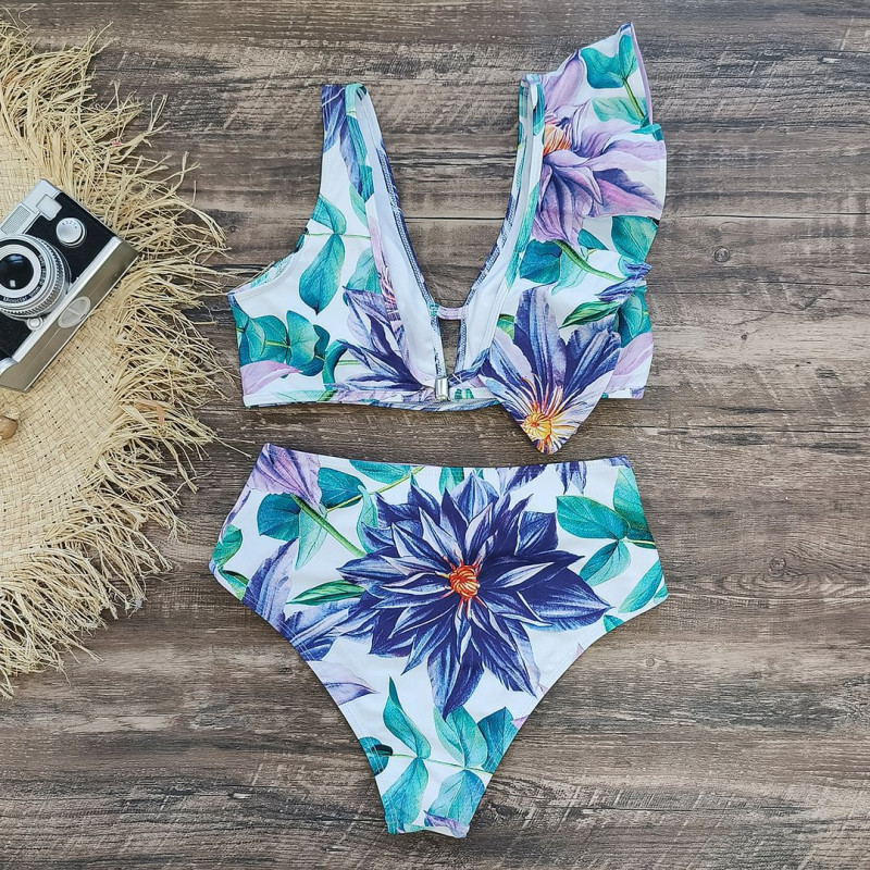 원숄더 러플 비키니 여성 여름 수영복 바캉스룩 유니크한 디자인 체형커버 비키니 세트 휴양지 해변가 패션 스타일링