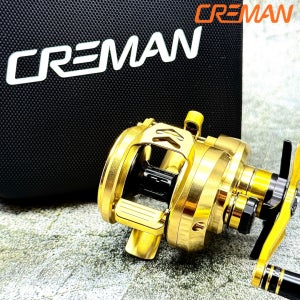 크레만 25 신제품 리틀 자이언트 피네스 장구통릴 베이트릴 골드 지깅핸들 우핸들